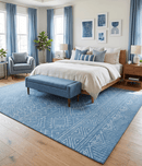 Blue Hand Tufted Wool Area Rug Modern Contemporary Design Home Interior Decor Style