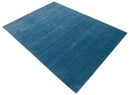 Blue Modern Solid Design Hand Loomed Wool Area Rug