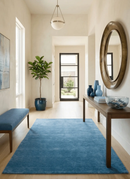Blue Modern Solid Design Hand Loomed Wool Area Rug by The Rug Decor