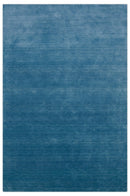Blue Modern Solid Design Hand Loomed Wool Area Rug
