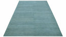 Blue Modern Solid Low Pile Hand Knotted 10x14 Bamboo Silk Area Rug