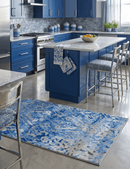 Blue Hand Tufted Wool Viscose Area Rug 5x8 - Modern Silky Sheen