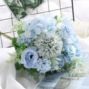 Blue peony and tea rose silk fake flowers – home garden decor by Decorbites