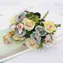 Blue peony and tea rose silk fake flowers – home garden decor by Decorbites