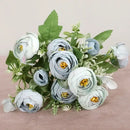 Blue peony and tea rose silk fake flowers – home garden decor by Decorbites