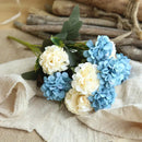 Blue peony and tea rose silk fake flowers – home garden decor by Decorbites