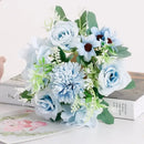 Blue peony and tea rose silk fake flowers – home garden decor by Decorbites