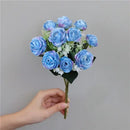 Blue peony and tea rose silk fake flowers – home garden decor by Decorbites