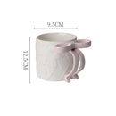 Blue & pink bowknot ceramic mug saucer set dining room tea cup by Decorbites