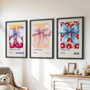 Girly Bow Wall Art Trio. Preppy Pastel Fashion Quotes Posters by Wall Art Set