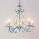GobekUsa Blue Crystal Bouquet Chandelier for Princess Girl Bedroom - Romantic Children's Flowers Pendant Lights