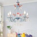 GobekUsa Blue Crystal Bouquet Chandelier for Princess Girl Bedroom - Romantic Children's Flowers Pendant Lights