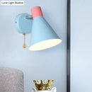 GobekUsa Nordic Metallic Cone Shade Sconce Light - 1 Blue Wall Light for Bedroom (6"W)