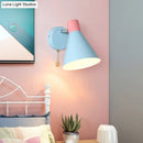 GobekUsa Nordic Metallic Cone Shade Sconce Light - 1 Blue Wall Light for Bedroom (6"W)