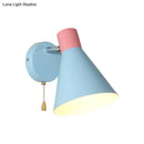 GobekUsa Nordic Metallic Cone Shade Sconce Light - 1 Blue Wall Light for Bedroom (6"W)