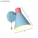 GobekUsa Nordic Metallic Cone Shade Sconce Light - 1 Blue Wall Light for Bedroom (6"W)