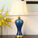 GobekUsa Blue Pottery Base Bedside Table Lamp with Modern Empire Shade Night Light