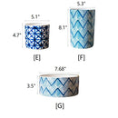 Blue Print Ceramic Vase Planter in Various Patterns