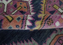 Blue Purple and Green Hand-Knotted Heriz Serapi Wool Area Rug
