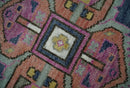 Blue Purple and Green Hand-Knotted Heriz Serapi Wool Area Rug