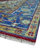 Blue, Maroon and Gold Hand Knotted Antique 9x12 Traditional Wool Rug by The Rug Decor