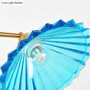 GobekUsa Blue Ribbed Glass Cone Pendant Light - Traditional Dining Room Lamp with 3 Lights