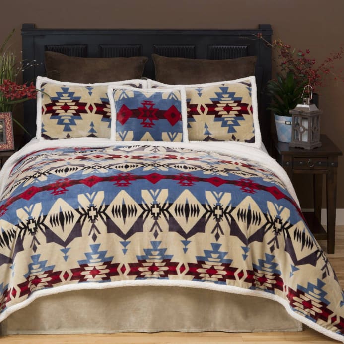 Blue River Lodge Sherpa Blanket Set