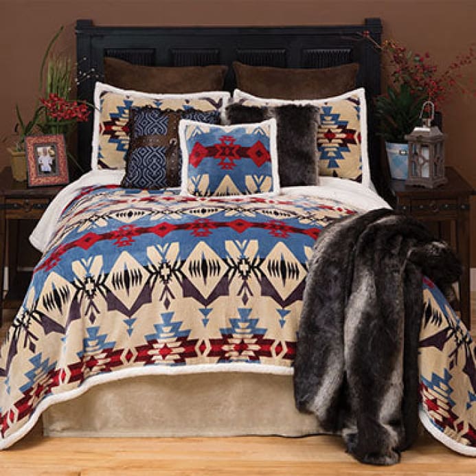 Blue River Lodge Sherpa Blanket Set