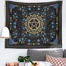 Blue rose moon floral pentagram tapestry bedroom wall hanging by Decorbites