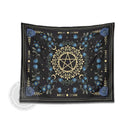 Blue rose moon floral pentagram tapestry bedroom wall hanging by Decorbites