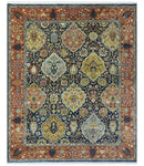 Blue, Rust and Mustard Traditional Large Design 8.4x10 fine wool area rug by The Rug Decor