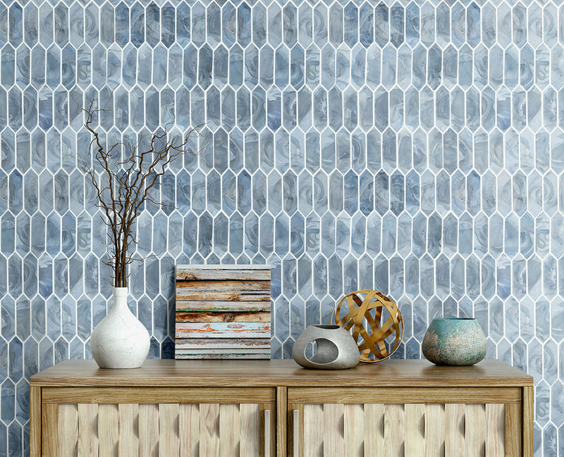 MSI Blue Shimmer Picket Glass Tile, photo 6 of 6