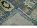 Blue, Silver and Beige Hand knotted Traditional Oushak 9x12 Wool Area Rug by The Rug Decor