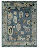 Blue, Silver and Beige Hand knotted Traditional Oushak 9x12 Wool Area Rug by The Rug Decor