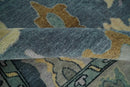Blue, Silver and Beige Hand knotted Traditional Oushak 9x12 Wool Area Rug by The Rug Decor