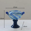 GobekUsa Blue Stripe Glass Vase Hydroponics Plant Pot Room Decor