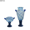 GobekUsa Blue Stripe Glass Vase Hydroponics Plant Pot Room Decor