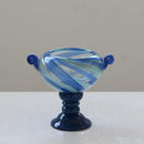 GobekUsa Blue Striped Transparent Glass Vase - Tall Bottle Flower Pot Bouquet Holder