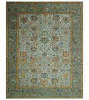 Blue Traditional Turkish Hand Knotted Fine Wool Area Rug 9.6x12