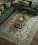 Blue Traditional Turkish Hand Knotted Fine Wool Area Rug 9.6x12