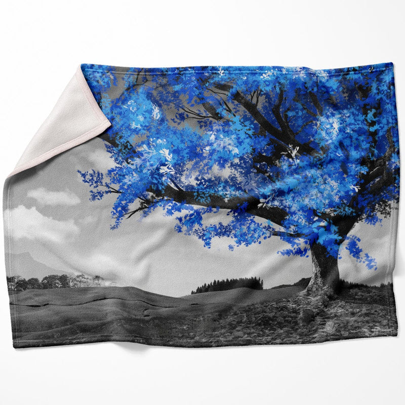 Blue Tree in the Grey Landscape Blanket