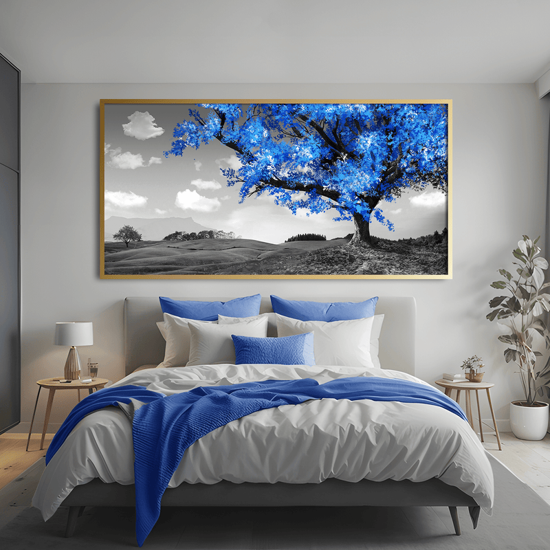 Blue Tree in the Grey Landscape Canvas