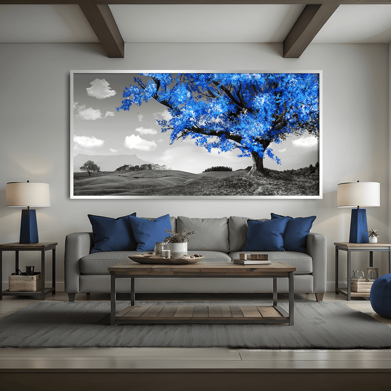 Blue Tree in the Grey Landscape Canvas