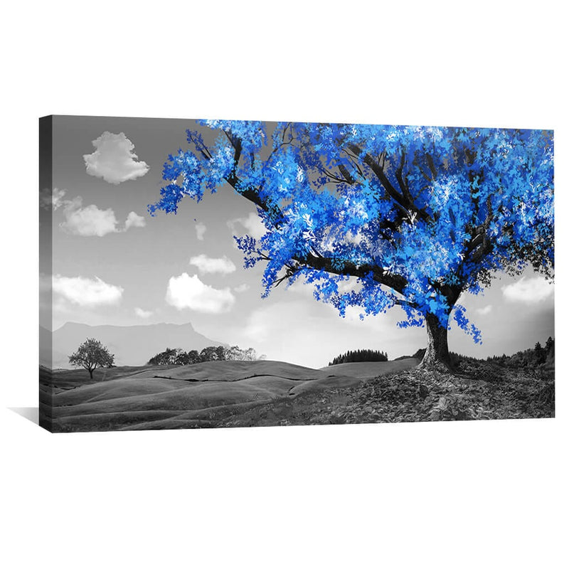 Blue Tree in the Grey Landscape Canvas