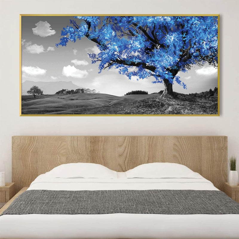 Blue Tree in the Grey Landscape Canvas