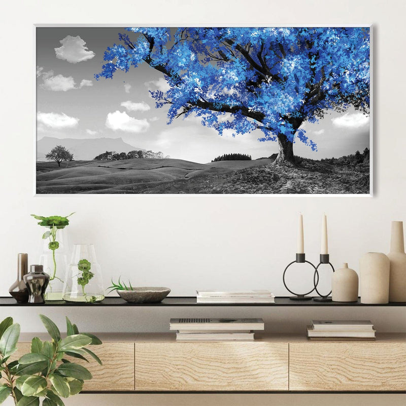 Blue Tree in the Grey Landscape Canvas