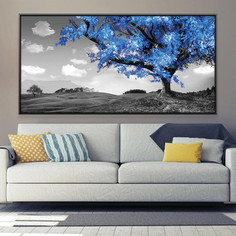 Blue Tree in the Grey Landscape Canvas