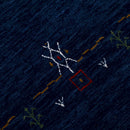 Blue Tribal Border Design Hand Loomed Wool Area Rug