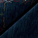 Blue Tribal Border Design Hand Loomed Wool Area Rug