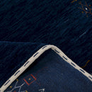 Blue Tribal Border Design Hand Loomed Wool Area Rug